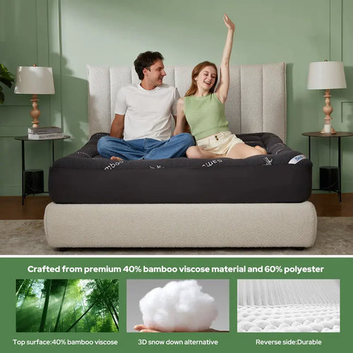 🌈 Bamboo Cooling Mattress Topper Back Pain Relieve